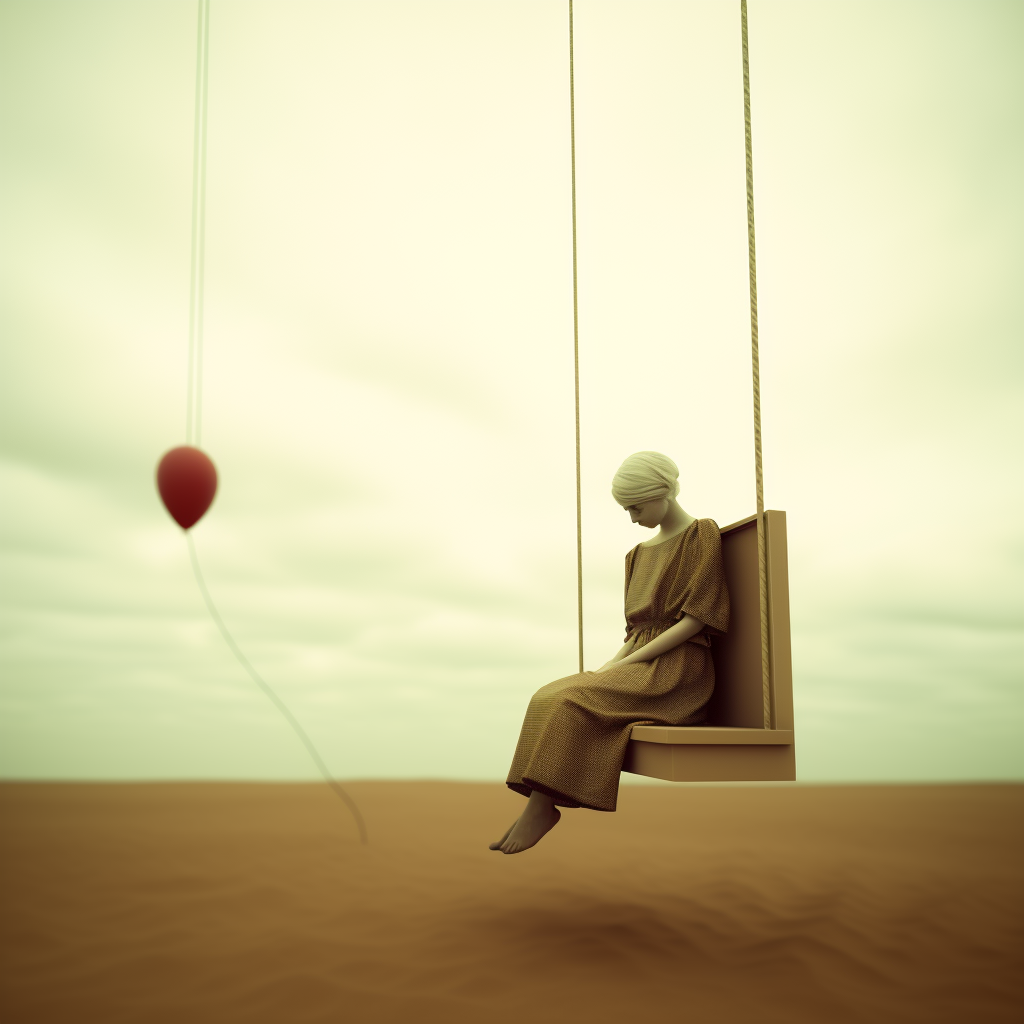 A person sitting on a swing.